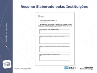 Resumo Elaborado pelas Instituições 