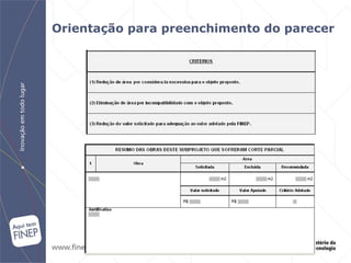 Orientação para preenchimento do parecer 