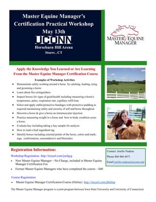 Master Equine Manager Certification Practical Workshop PDF Master Equine Manager Certification Practical Workshop PDF