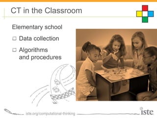 Elementary school
Data collection
Algorithms
and procedures
CT in the Classroom
 