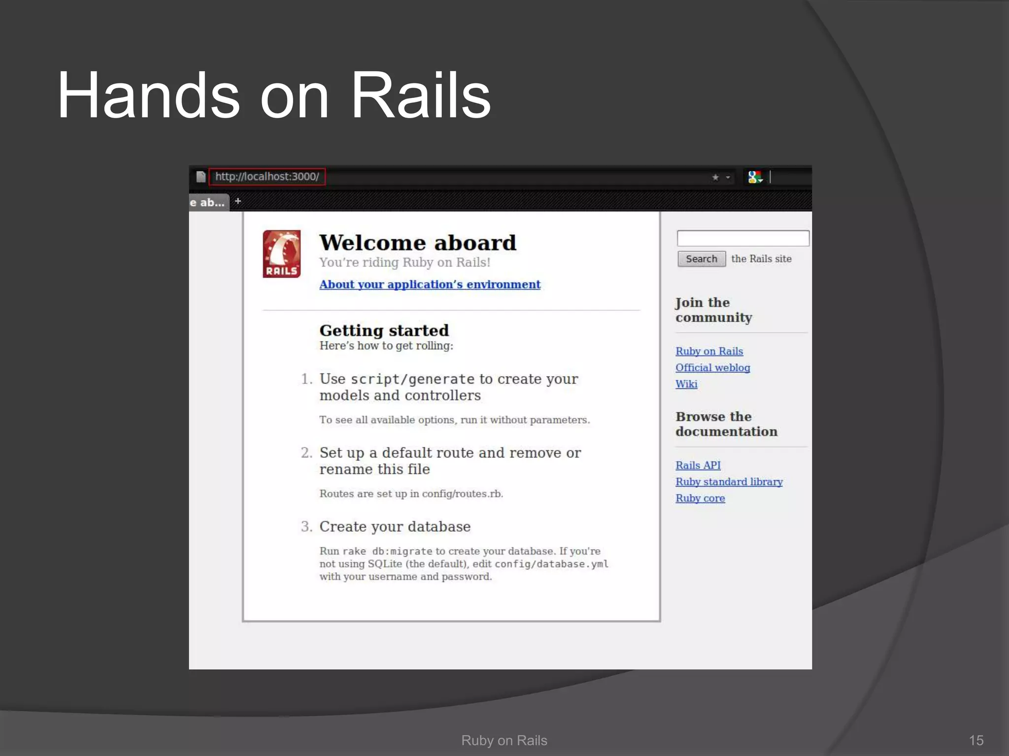 Hands on Rails15Ruby on Rails