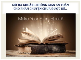 MỞ RA KHOẢNG KHÔNG GIAN AN TOÀN
CHO PHẦN CHUYỆN CHƯA ĐƯỢC KỂ…
14
 