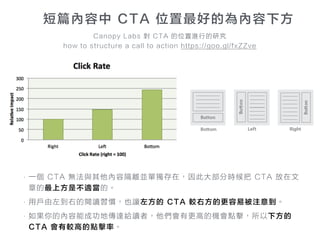 Canopy Labs  CTA λMео?
how to structure a call to action https://goo.gl/fxZZve
ƪ CTA λõĞ·
? һ CTA ocݸxKΪڣ˴󲿷֕r CTA 
µϷǲmġ
? ÑҵxTҲ׌󷽵 CTA ^ҷĸױע⵽
? ăܳɹ؂_oxߣиߵęCc·
CTA ^ߵcʡ
 