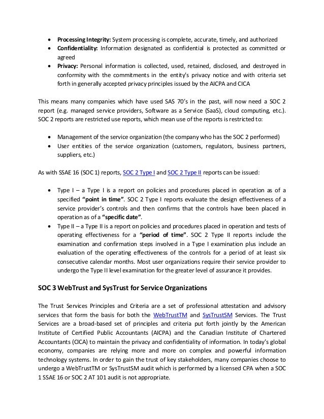 AICPA Service Organization Controls cliff notesssae16soc_2soc_3
