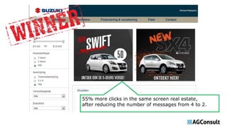 55% more clicks in the same screen real estate,
after reducing the number of messages from 4 to 2.
 