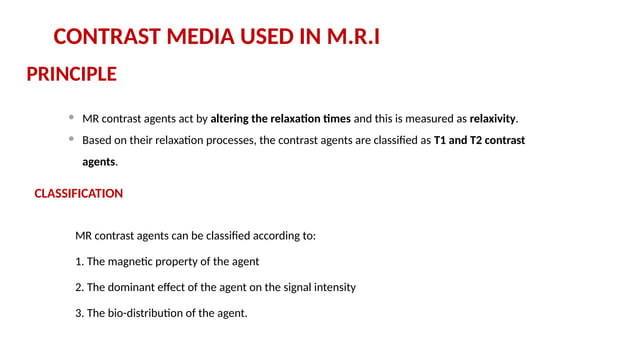 ct and mri contrast agents presentations | PPT