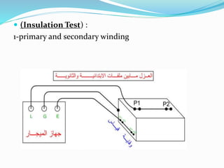  (Insulation Test) :
1-primary and secondary winding
 