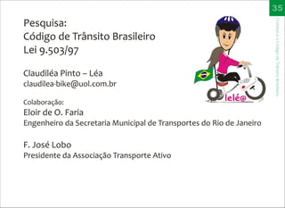 CTB - Códido de Trânsito Brasileiro para bicicleta - Direitos e Deveres do Ciclista
