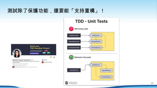 測試除了保護功能，還要能「支持重構」！
33
 