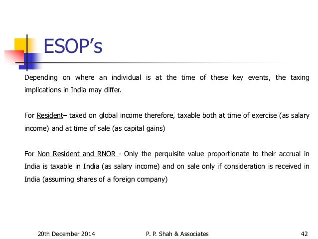 Exercises of employee stock options by non-resident aliens