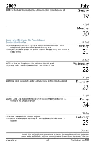 Groups, Methods, and Tactics: 2009 Counterterrorism Calendar | PDF