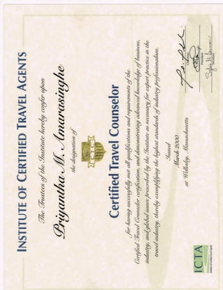 Certified Travel Counselor (CTC) - The Travel Institute, USA (formerly ICTA)