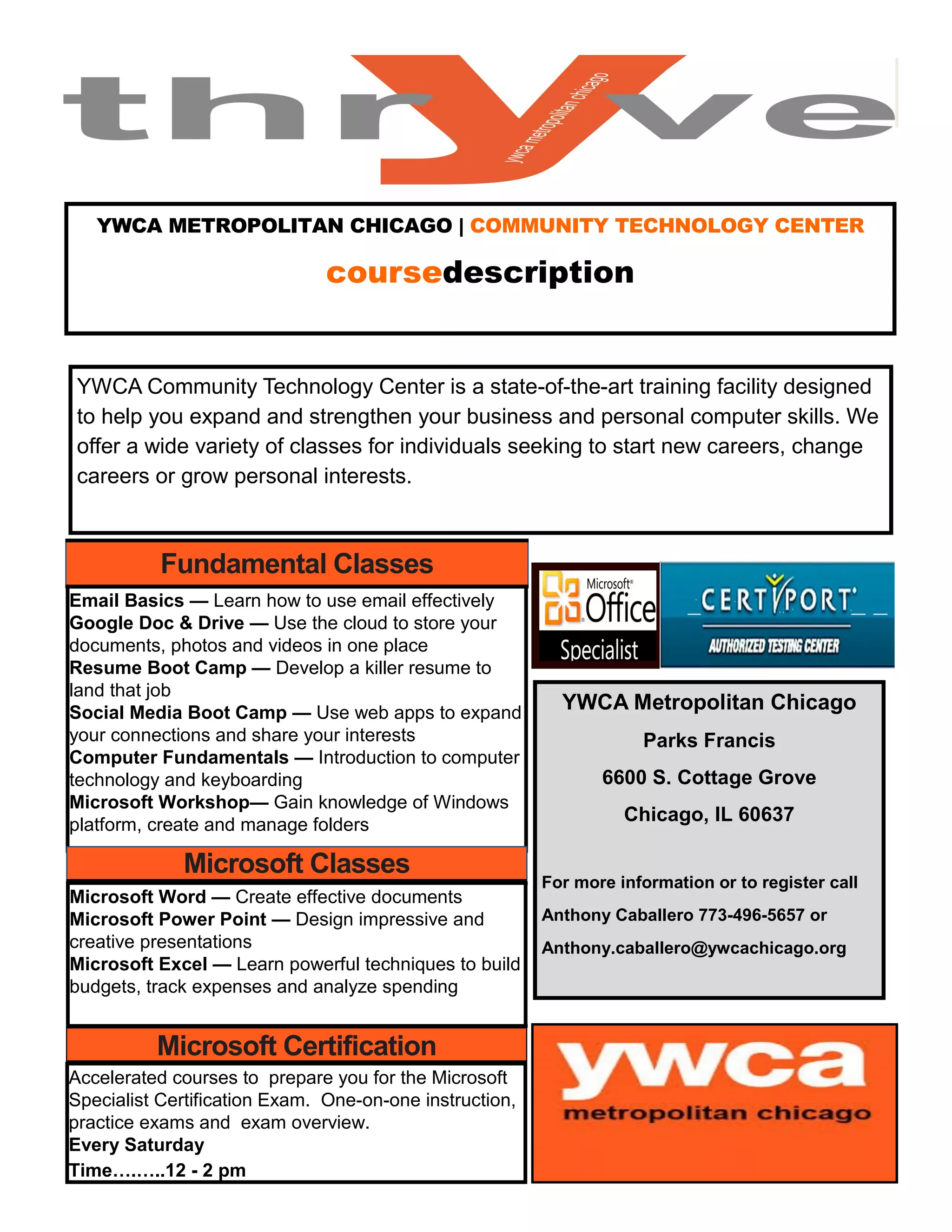 YWCA CTC Course Description PDF YWCA CTC Course Description PDF