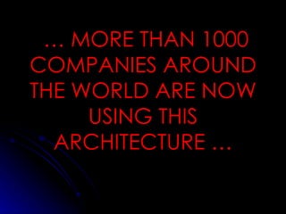 …  MORE THAN 1000 COMPANIES AROUND THE WORLD ARE NOW USING THIS ARCHITECTURE … 