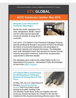 CTC Global ACCC conductor newsletter May 2016
