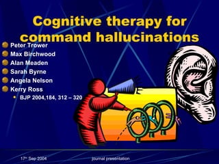 Cognitive therapy for command hallucinations ,[object Object],[object Object],[object Object],[object Object],[object Object],[object Object],[object Object]