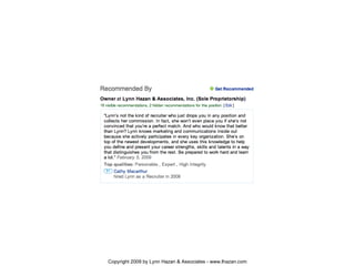 Copyright 2009 by Lynn Hazan & Associates - www.lhazan.com 