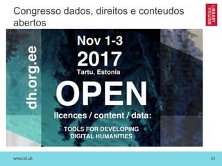 www.bl.uk 33
Congresso dados, direitos e conteudos
abertos
 