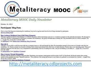 http://metaliteracy.cdlprojects.com
MOOC
 
