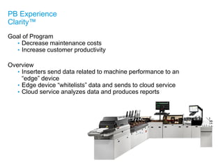PB Experience
Clarity™
Goal of Program
• Decrease maintenance costs
• Increase customer productivity
Overview
• Inserters ...