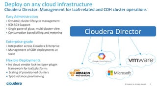 2© Cloudera, Inc. All rights reserved.
Deploy on any cloud infrastructure
Cloudera Director: Management for IaaS-related a...