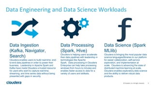4© Cloudera, Inc. All rights reserved.
Data Engineering and Data Science Workloads
Data Ingestion
(Kafka, Navigator,
Searc...