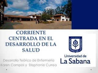 CORRIENTE
CENTRADA EN EL
DESARROLLO DE LA
SALUD
Desarrollo Teórico de Enfermería
Karen Campos y Stephanie Currea

 