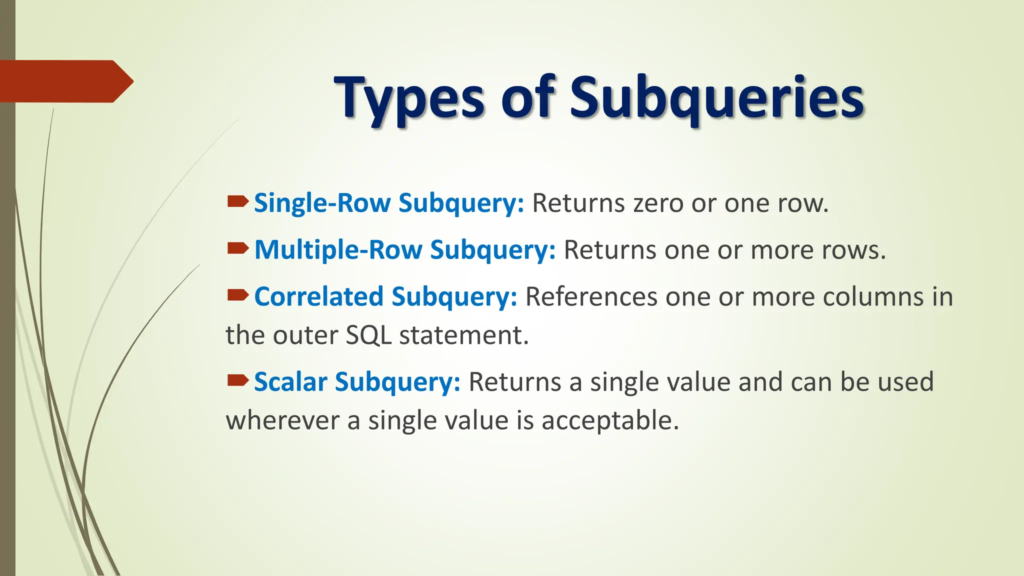 PPT of Common Table Expression (CTE), Window Functions, JOINS, SubQuery ...