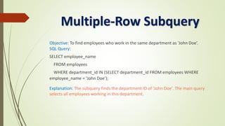 PPT of Common Table Expression (CTE), Window Functions, JOINS, SubQuery ...