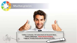 Muchas gracias
Créditos: Contenidos SEP Subsecretaría de Educación Básica.
Diseño y elaboración: Gabriel Sánchez Rodríguez.
Imágenes: Tomadas libremente de internet junio 2016.
 
