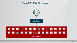 Linux Host
LIBCEPHFS
CEPH CLUSTER
CephFS : File Storage
 