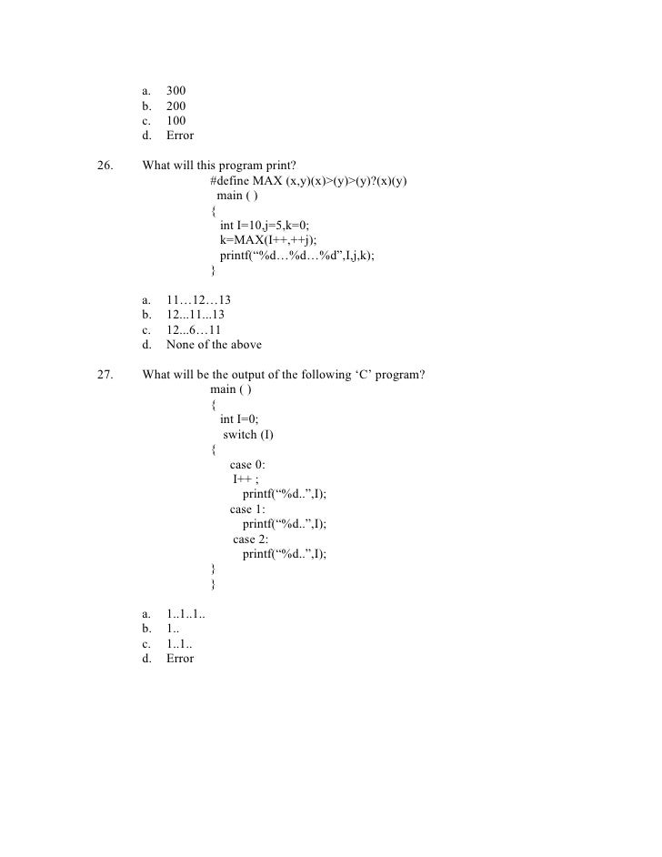 C Tech Questions