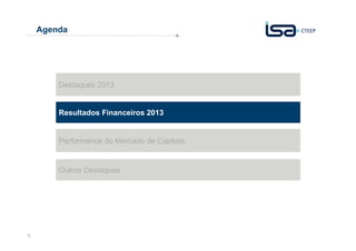 Agenda

Destaques 2013

Resultados Financeiros 2013

Performance do Mercado de Capitais

Outros Destaques

6

 
