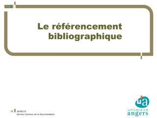 01/10/15
Service Commun de la Documentation
70
Le référencement
bibliographique
 