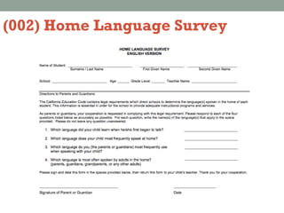 (002) Home Language Survey 