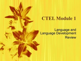 CTEL Module 1 Language and Language Development Review 