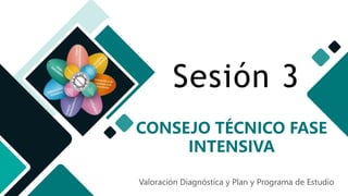 Sesión 3
CONSEJO TÉCNICO FASE
INTENSIVA
Valoración Diagnóstica y Plan y Programa de Estudio
 