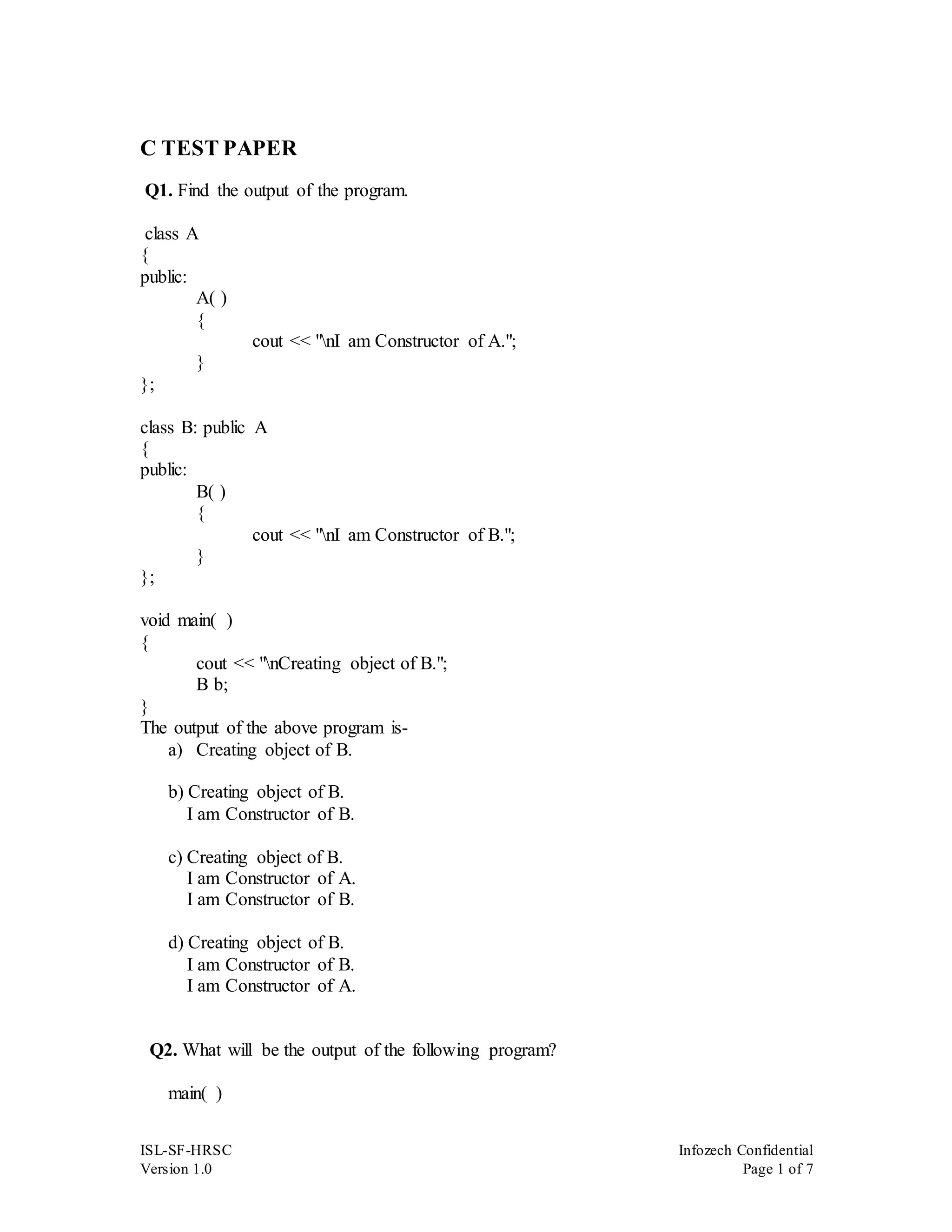 C test | PDF | Free Download