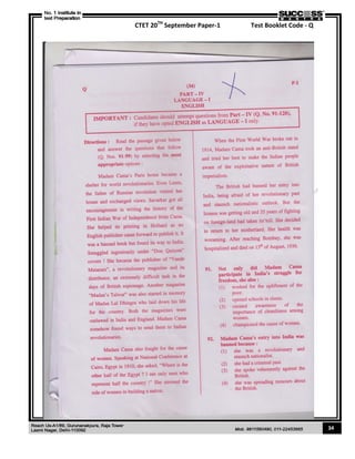 CTET 20TH
September Paper-1 Test Booklet Code - Q
34
 