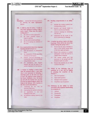 CTET 20TH
September Paper-1 Test Booklet Code - Q
37
 