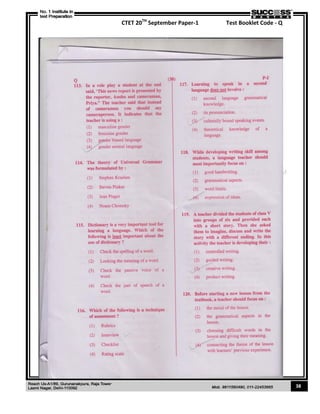 CTET 20TH
September Paper-1 Test Booklet Code - Q
38
 