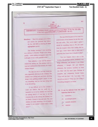 CTET 20TH
September Paper-1 Test Booklet Code - Q
44
 