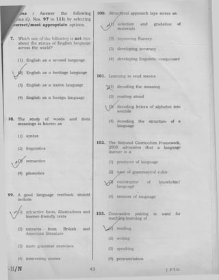 CTET Paper 2 February 2016 Set N