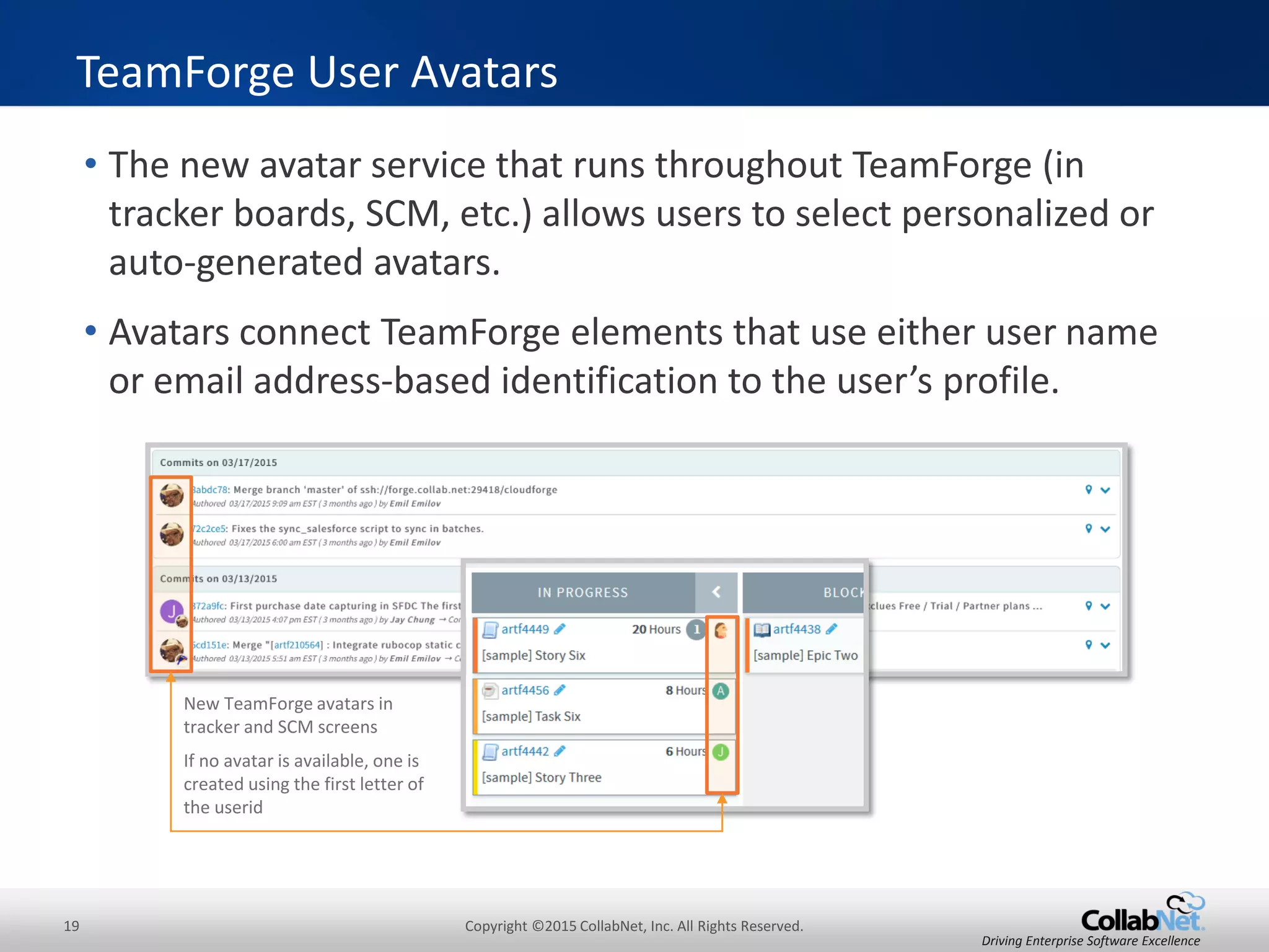 19 Copyright ©2015 CollabNet, Inc. All Rights Reserved.
Driving Enterprise Software Excellence
• Click the Configure button to create and configure the first
Kanban board for the project.
Kanban Board – Create and Configure Kanban Boards
Step 1: Name Kanban board and select trackers Step 2: Define Kanban states and constraints Step 3: Map Kanban states to tracker statuses
 