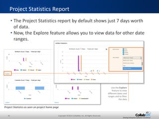 41 Copyright ©2015 CollabNet, Inc. All Rights Reserved.
Driving Enterprise Software Excellence
Code Browser – Git Compare Branches
• Clicking Compare allows you to compare the selected branch to
the ‘master’.
 