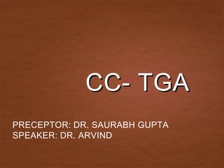 CC- TGA
PRECEPTOR: DR. SAURABH GUPTA
SPEAKER: DR. ARVIND
 