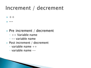 Pre Increment Example C++ theory | PPTX