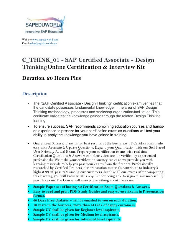 C Think 01 Sap Certified Associate Design Thinking Certification