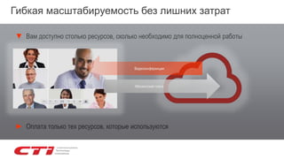 Гибкая масштабируемость без лишних затрат
▼ Вам доступно столько ресурсов, сколько необходимо для полноценной работы
► Оплата только тех ресурсов, которые используются
Видеоконференции
Абонентская плата
 