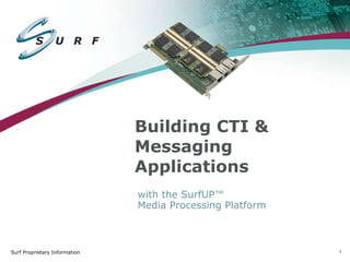 Building CTI & Messaging Applications with the SurfUP™  Media Processing Platform 